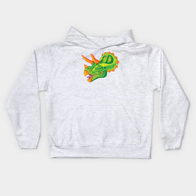 Triceratops (lime) Kids Hoodie by JenniferSmith